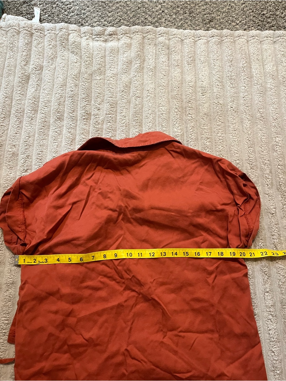 Rust Short-Sleeve Button Front Utility Blouse - Picture 9 of 10